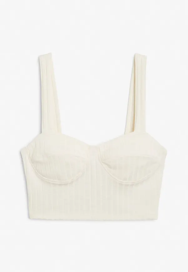 Thick strap crop top - Beige