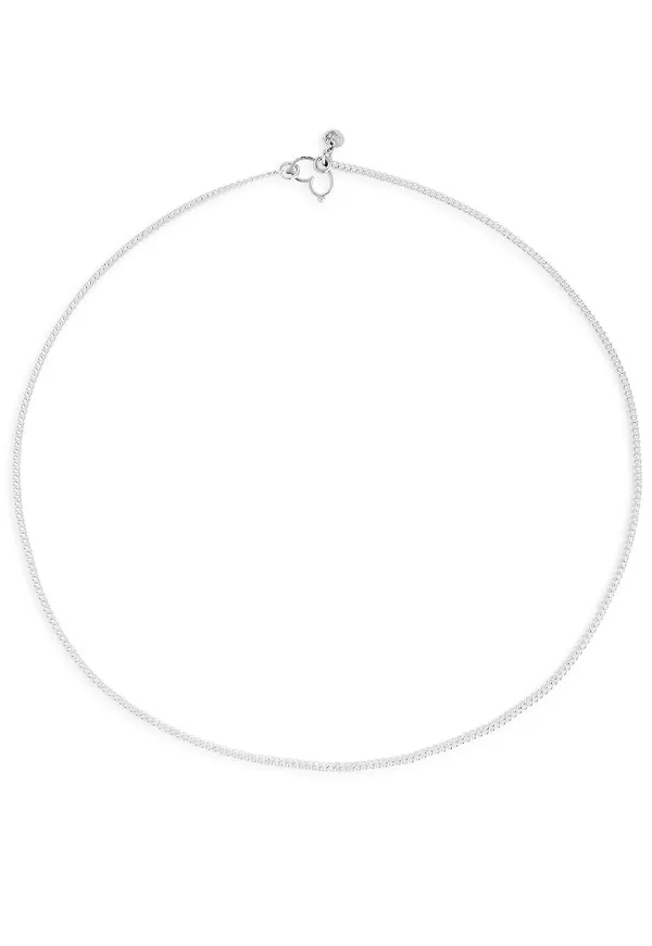 Thin Sterling Silver Chain Necklace - Grey