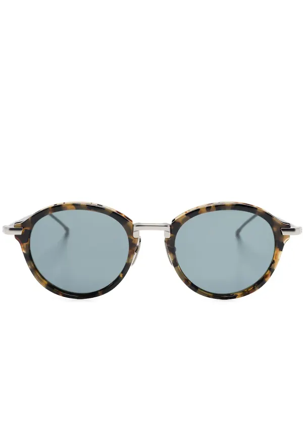 Thom Browne Eyewear sköldpaddsmönstrade runda solglasögon - Brun