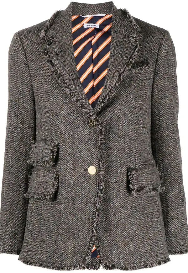 Thom Browne fiskbensmönstrad tweedjacka - Brun