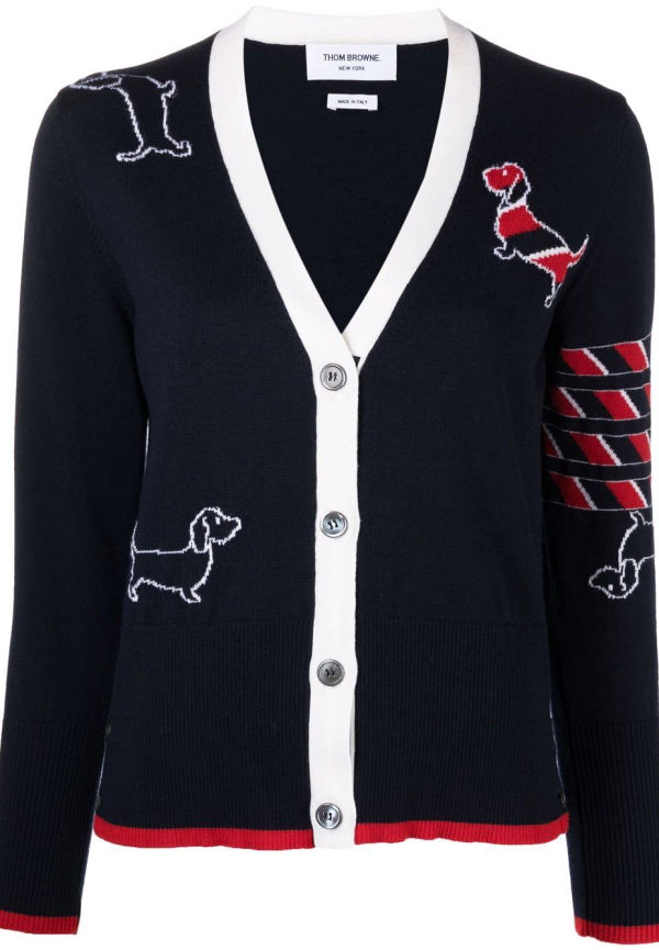 Thom Browne Hector Icon 4-Bar randig kofta - Blå