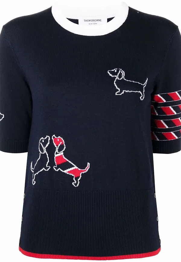 Thom Browne Hector kortärmad stickad topp - Blå