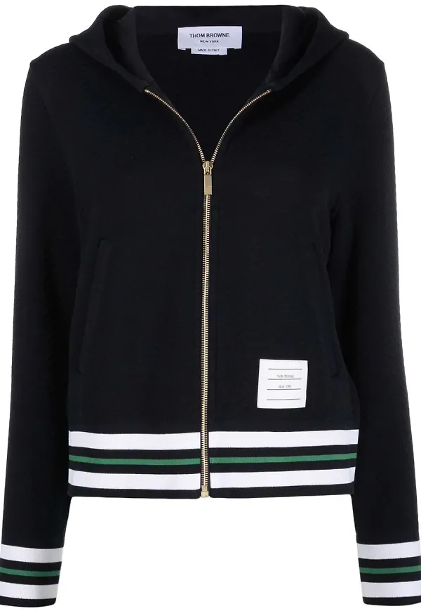 Thom Browne hoodie med dragkedja - Blå