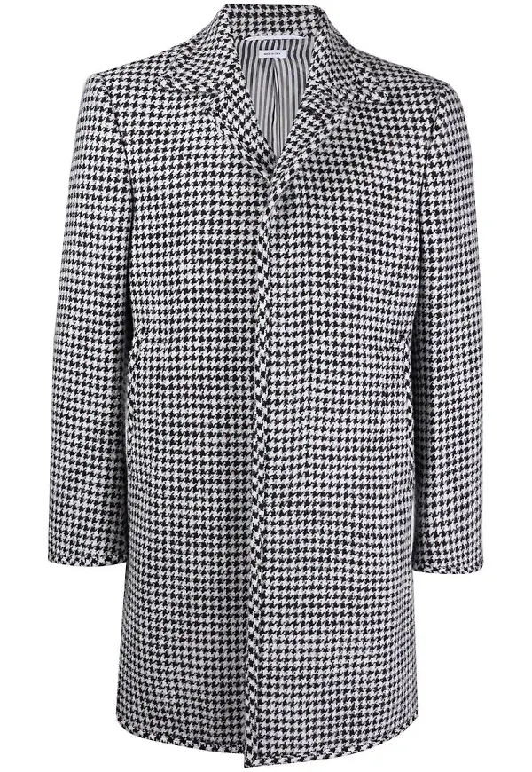 Thom Browne hundtandsmönstrad kappa - Svart