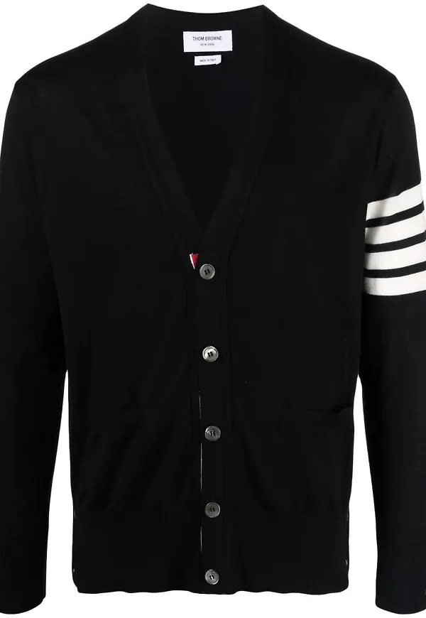 Thom Browne intarsiastickad kofta - Svart