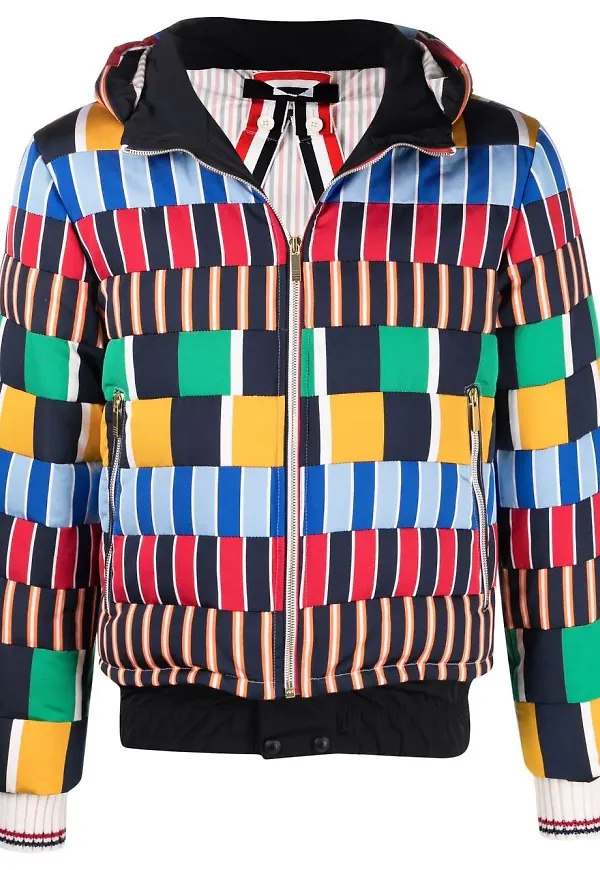 Thom Browne mönstrad jacka med huva - Flerfärgad