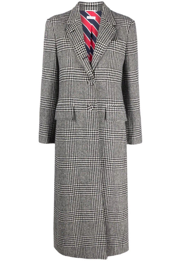 Thom Browne Prince of Wales-rutig täckkappa - Svart