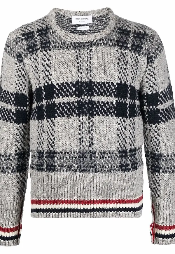 Thom Browne rutig tröja - Grå
