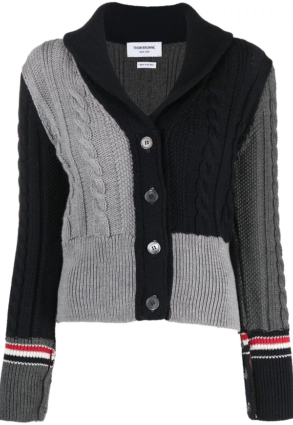 Thom Browne RWB kabelstickad kofta - Blå