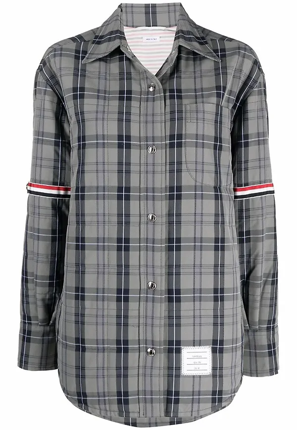 Thom Browne skotskrutig skjortjacka - Grå