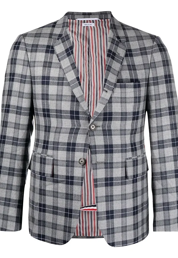 Thom Browne skotskrutig sportkappa - Grå