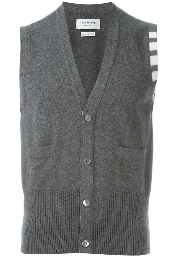 Thom Browne sleeveless buttoned cardigan - Grå