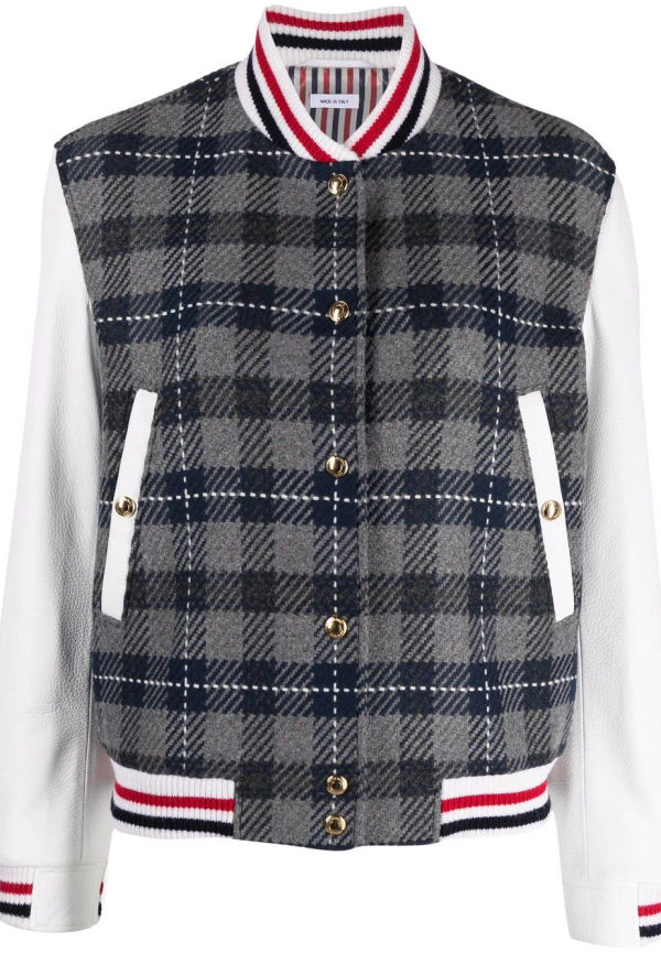 Thom Browne TB skotskrutig collegejacka - Grå