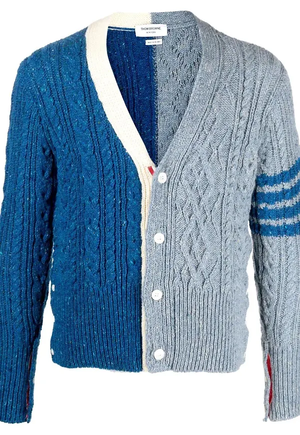 Thom Browne tvåfärgad stickad kofta - 422