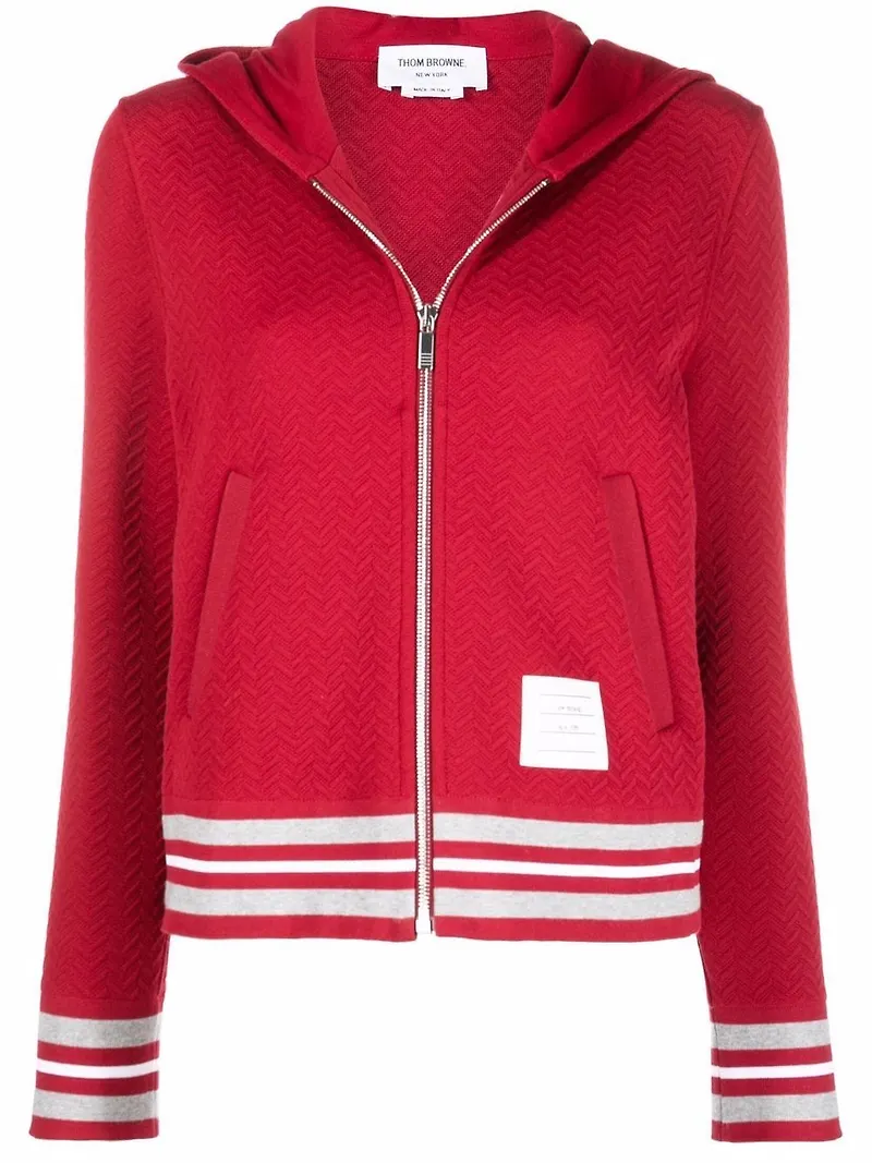Thom Browne varsity-hoodie med dragkedja - Röd
