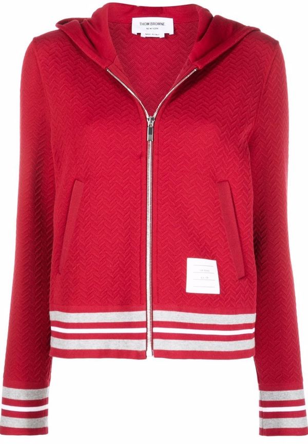 Thom Browne varsity-hoodie med dragkedja - Röd
