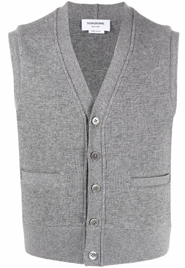 Thom Browne ärmlös kashmirkofta - Grå