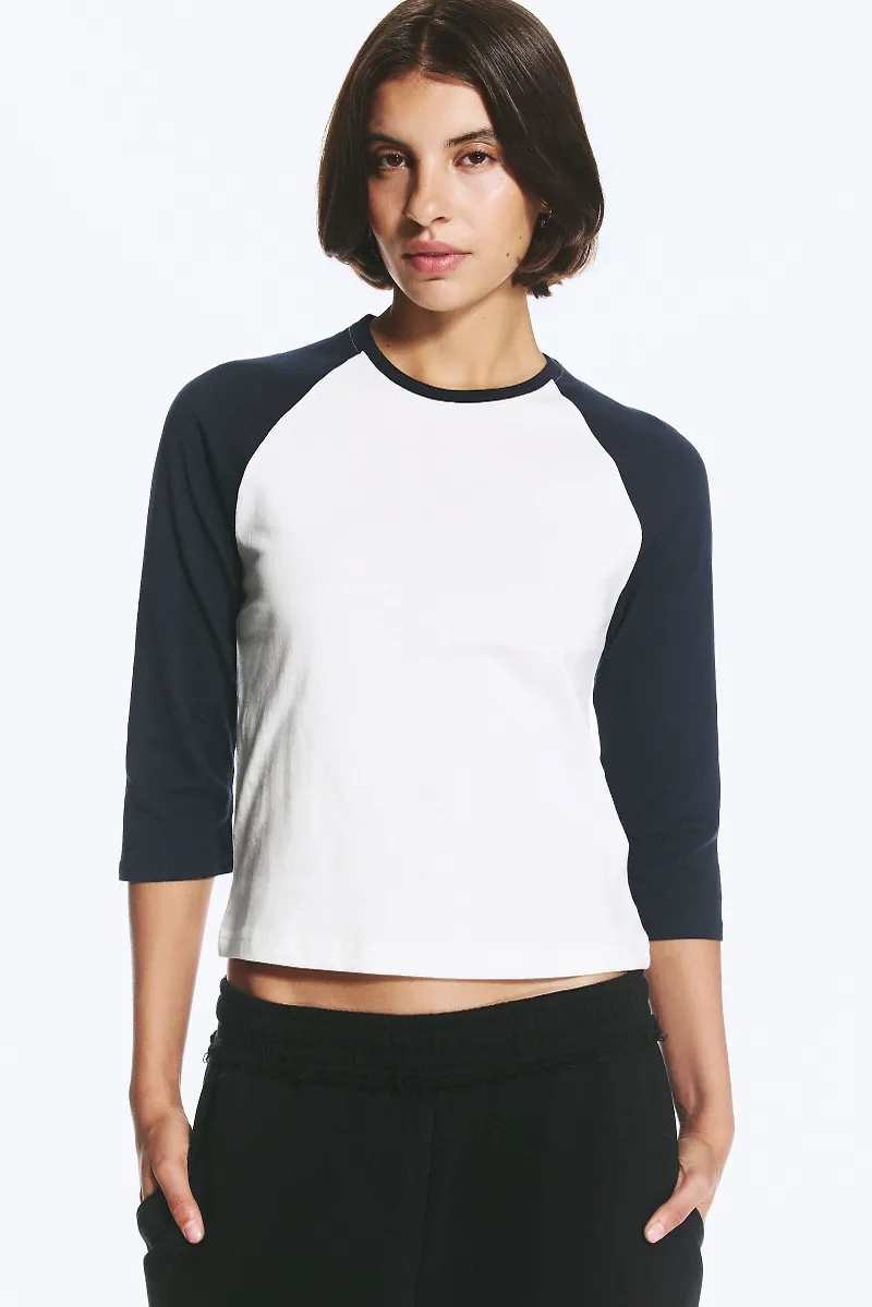 Three-quarter sleeve raglan top