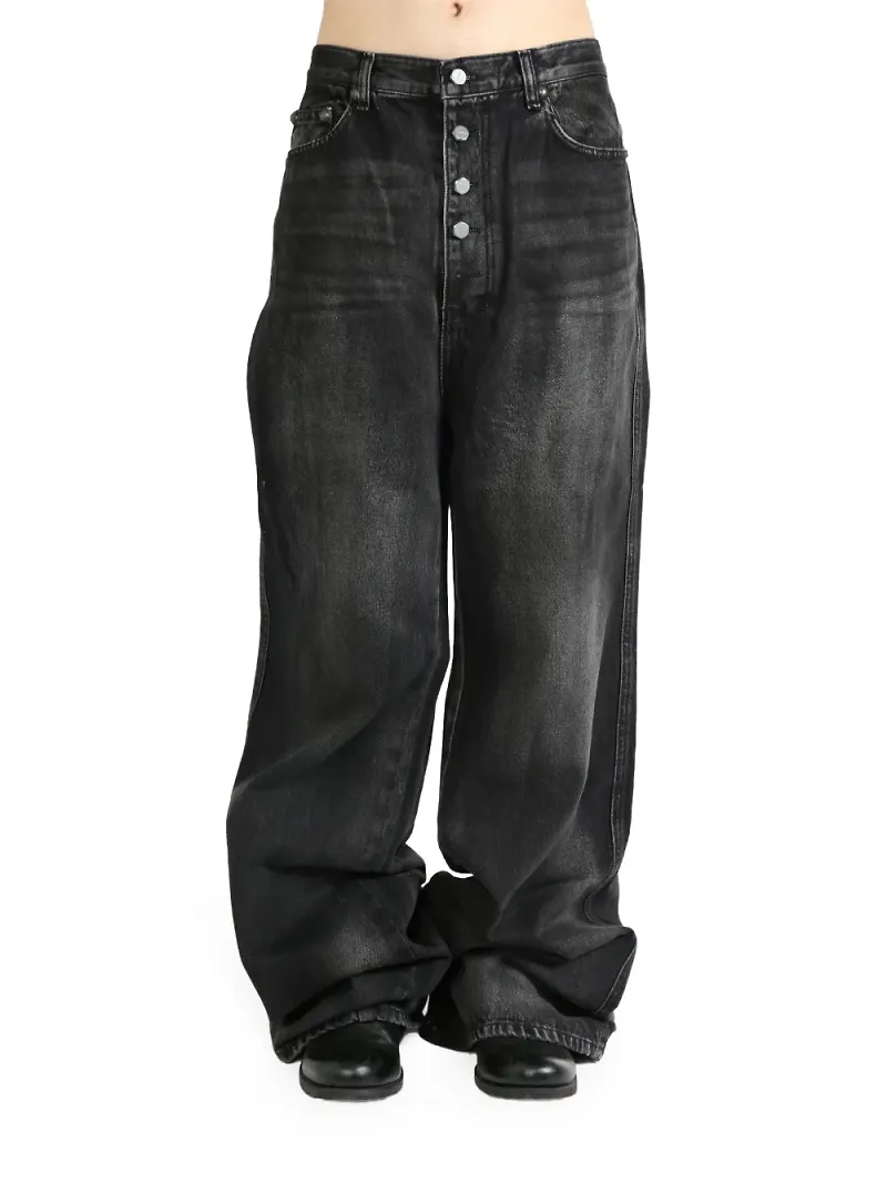 THUG CLUB distressed wide-leg jeans - Svart