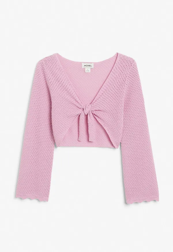 Tie-front crochet cardigan - Pink