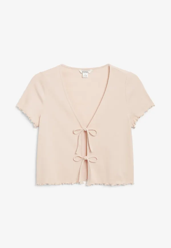 Tie-up cardigan tee - Orange