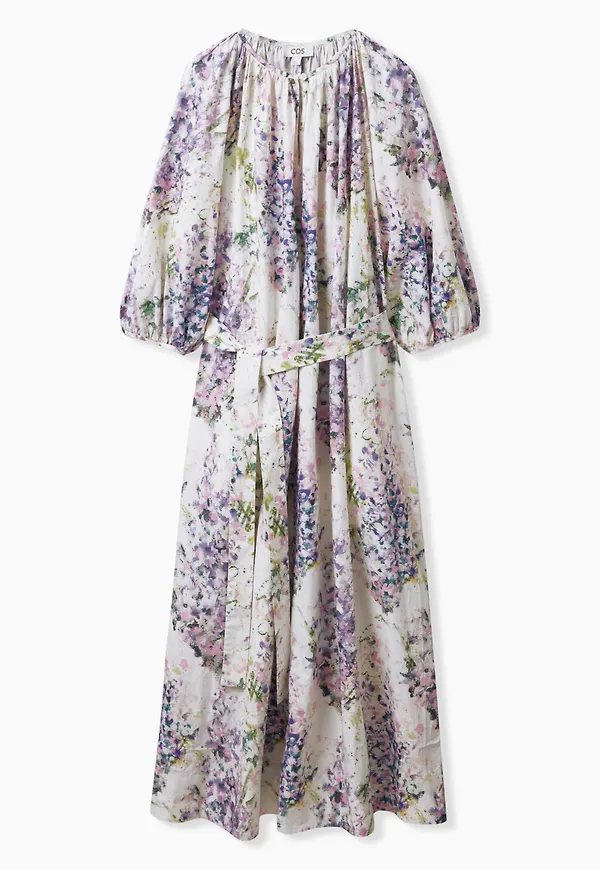 TIE-WAIST FLORAL-PRINT DRESS