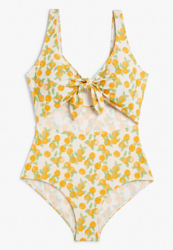 Tie cut-out swimsuit - Yellow