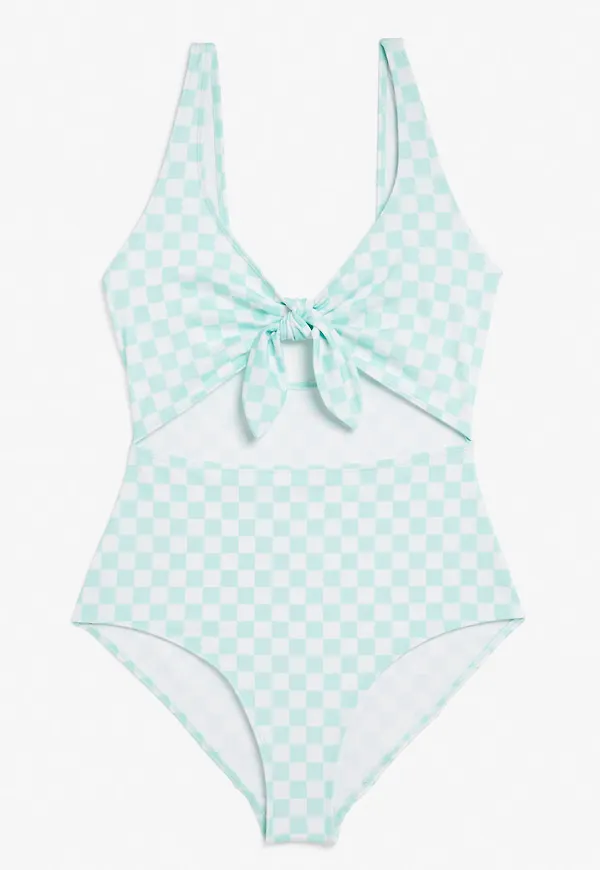 Tie cut out swimsuit - Green
