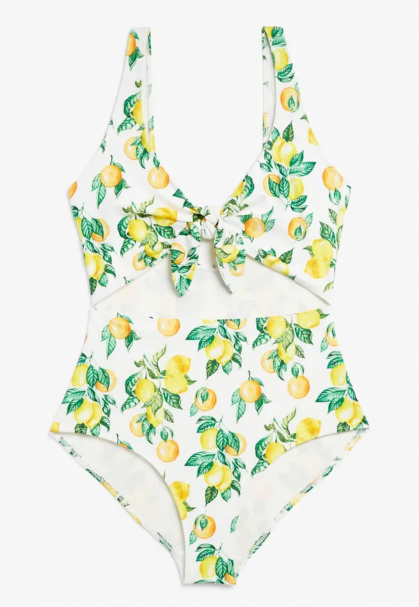 Tie cut out swimsuit - White
