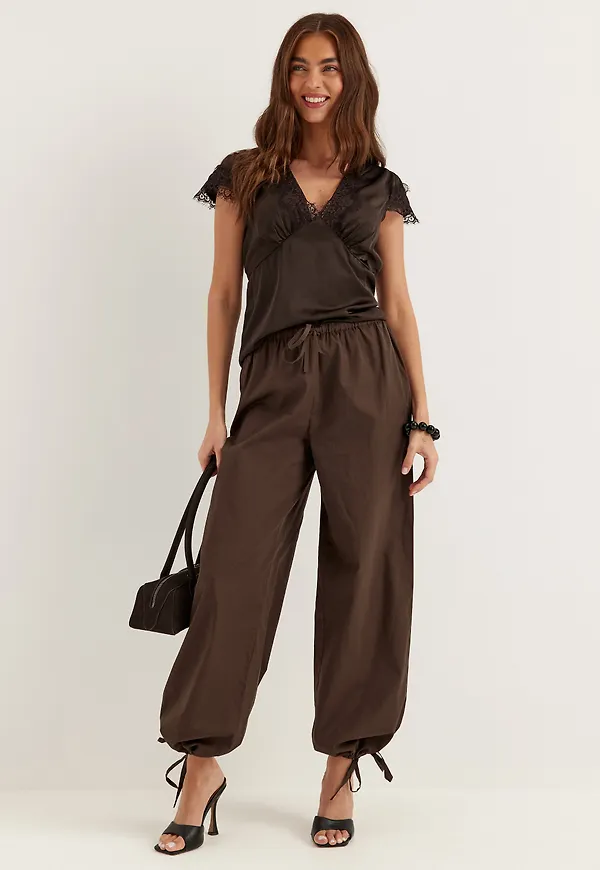 Tie Detail Cotton Trousers