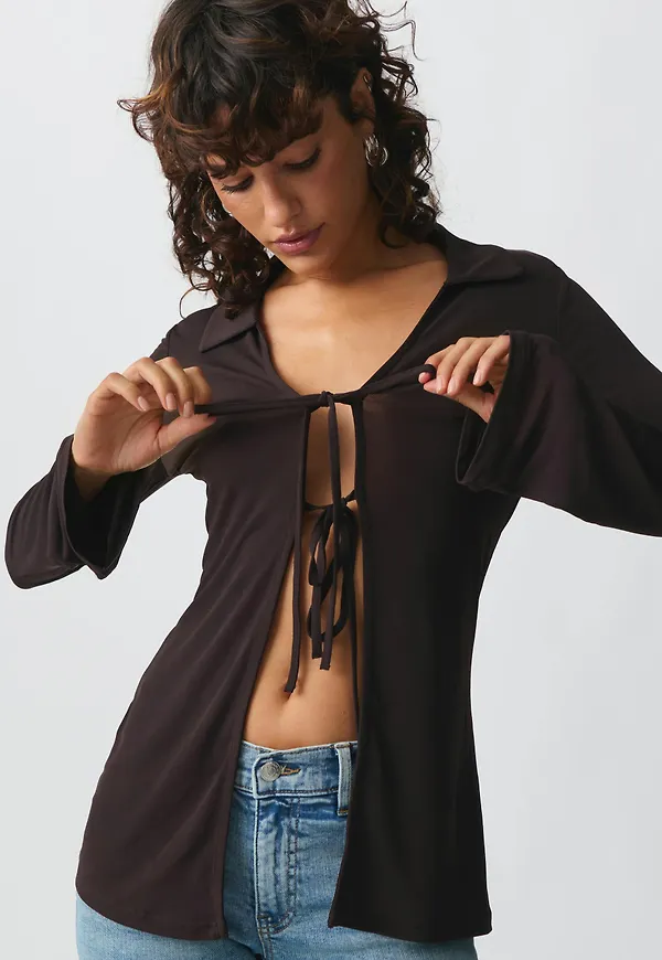 Tie front jersey shirt