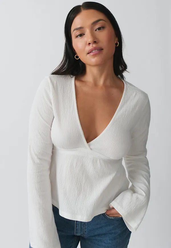 Gina Tricot - Tie top - knyttoppar - Vit - XL - Dam
