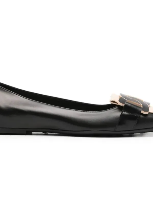 Tod's, Skor, Dam, 36 EU, Läder, Svarta Läderballettflats Kedjedetalj
