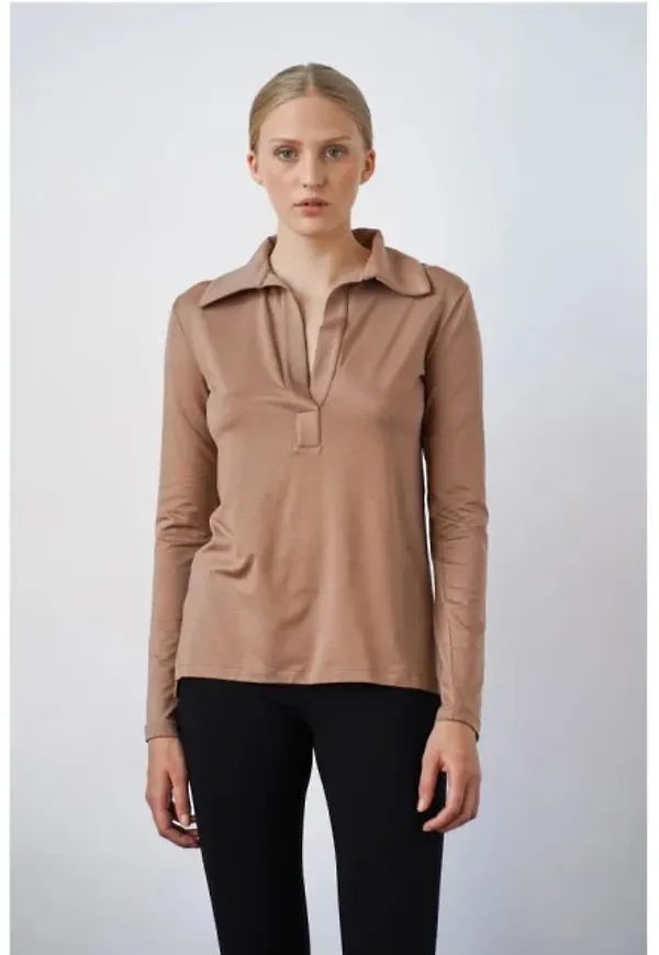 Tolliver Collar Top - Brownie