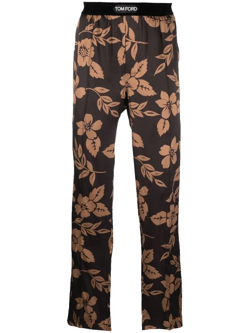 TOM FORD blommiga pyjamasbyxor - Brun