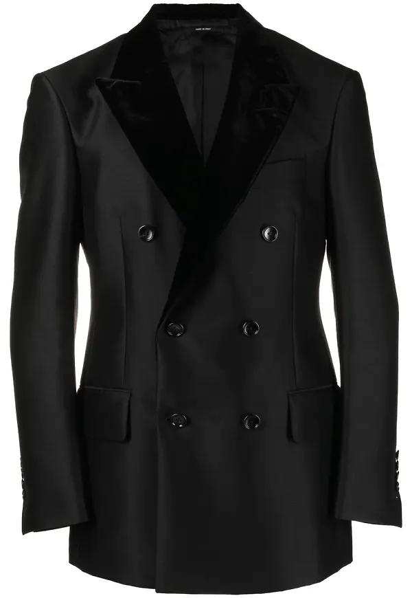TOM FORD dubbelknäppt sammetsblazer - Svart