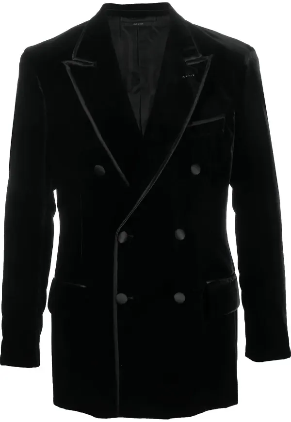 TOM FORD dubbelknäppt sammetsblazer - Svart