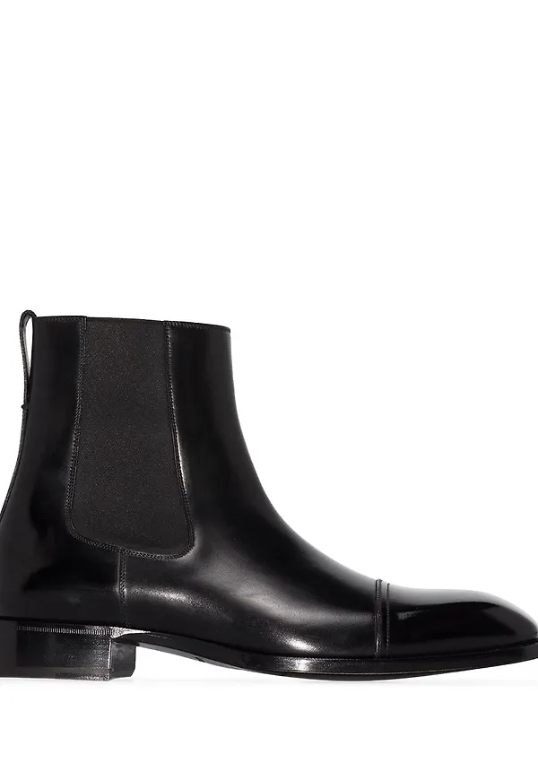 TOM FORD Elkan Chelsea-boots i läder - Svart