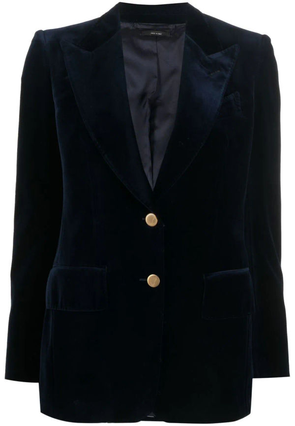 TOM FORD enkelknäppt sammetsblazer - Blå