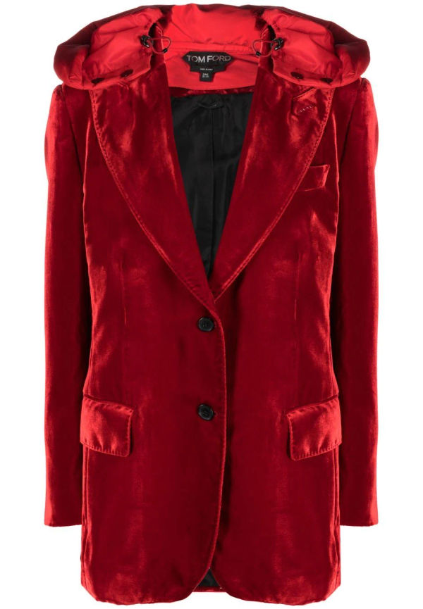 TOM FORD enkelknäppt sammetsblazer - Röd