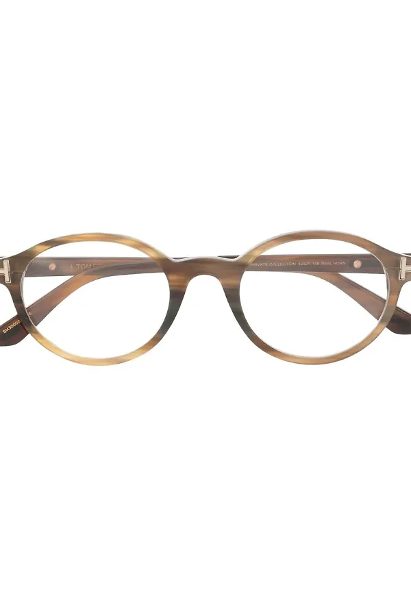 TOM FORD Eyewear runda glasögon med logotypplakett - Brun