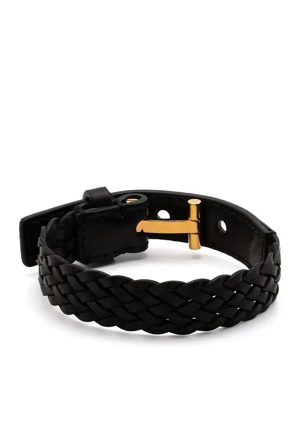 TOM FORD Intrecciato läderarmband - Svart