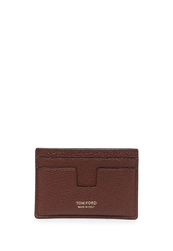 TOM FORD korthållare med präglad logotyp - Brun