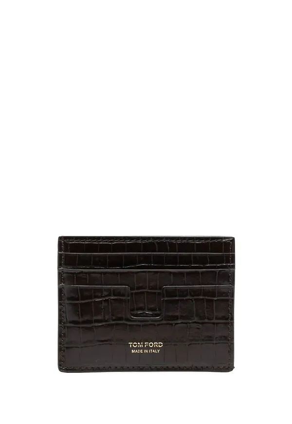 TOM FORD krokodilpräglad korthållare - Brun