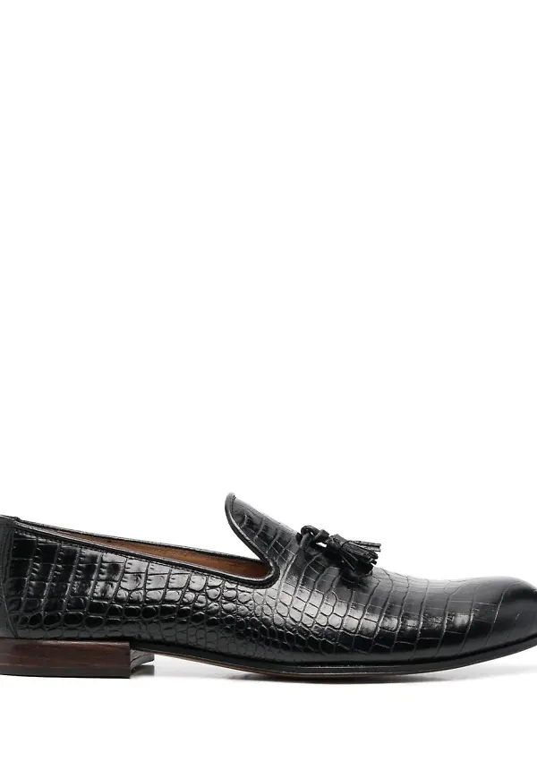TOM FORD krokodilpräglade loafers - Svart