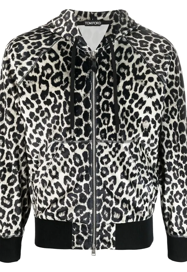 TOM FORD leopardmönstrad träningsjacka - Grå