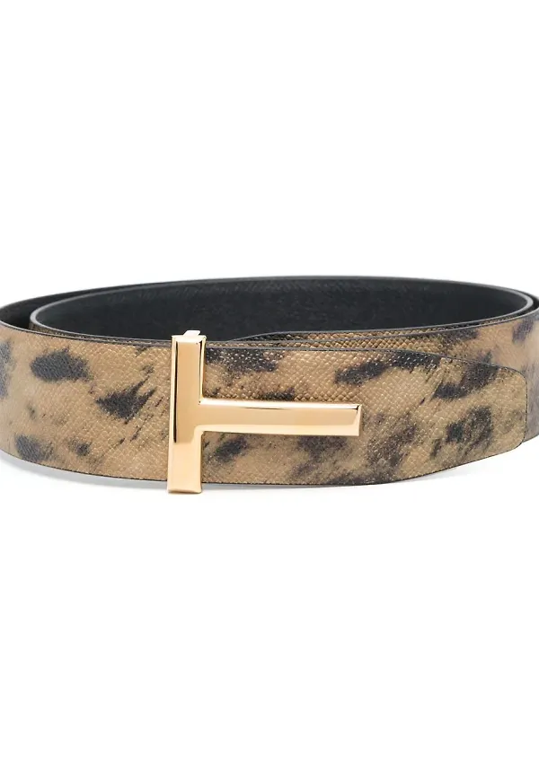 TOM FORD leopardmönstrat läderbälte - Neutral