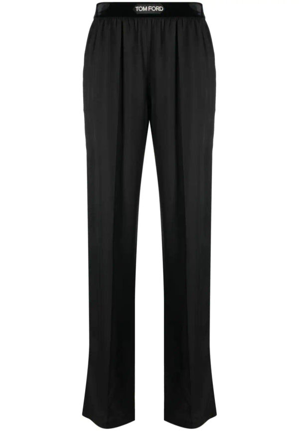 TOM FORD logo-waistband straight trousers - Svart
