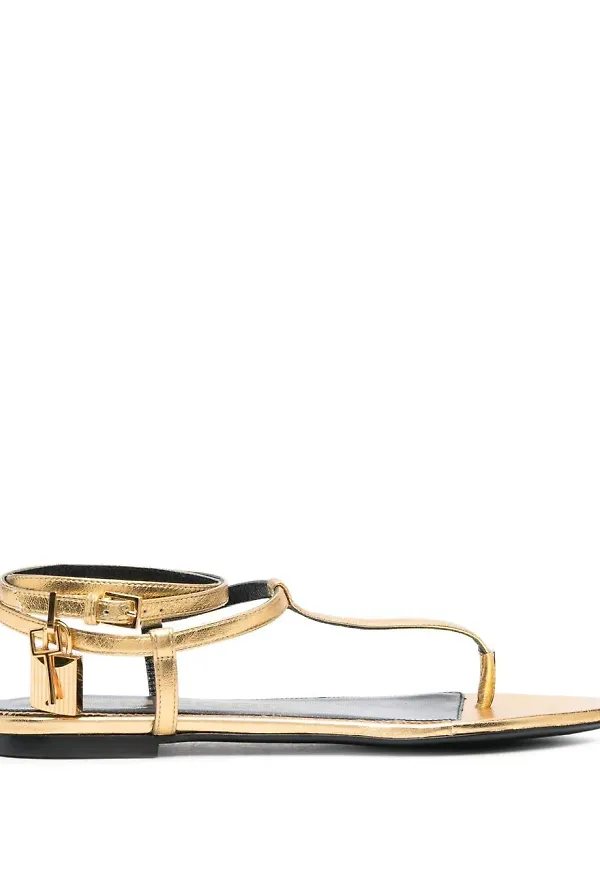 TOM FORD lädersandaler med tårem - Guldfärgad