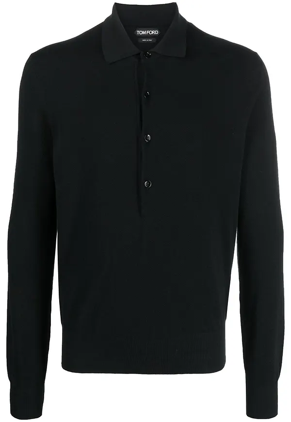 TOM FORD långärmad pikétröja - Svart
